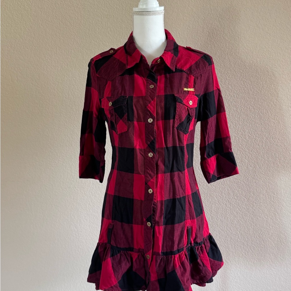 Apple Bottoms Red and Black Plaid Mini Dress